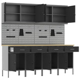 Work Cabinet 10 pcs Black and Grey Engineered wood and steel - 45-Degree Angle