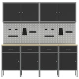 Work Cabinet 10 pcs Black and Grey Engineered wood and steel