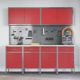 Work Cabinet with Drawer 10 pcs Red Engineered wood and steel - Top-Down View