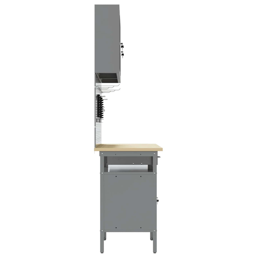 Work Cabinet with Drawer 10 pcs Red Engineered wood and steel