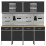 Work Cabinet with Drawer 10 pcs Black Engineered wood and steel