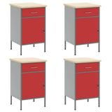 Work Cabinet with Drawer 10 pcs Red Engineered wood and steel