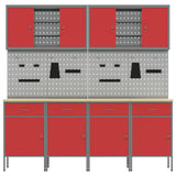 Work Cabinet with Drawer 10 pcs Red Engineered wood and steel - Low Angle