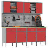 Work Cabinet with Drawer 10 pcs Red Engineered wood and steel - Side View