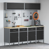 Work Cabinet Set with Drawer with Storage Manual 10 pcs Black