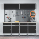 Work Cabinet Set with Drawer with Storage Manual 10 pcs Black