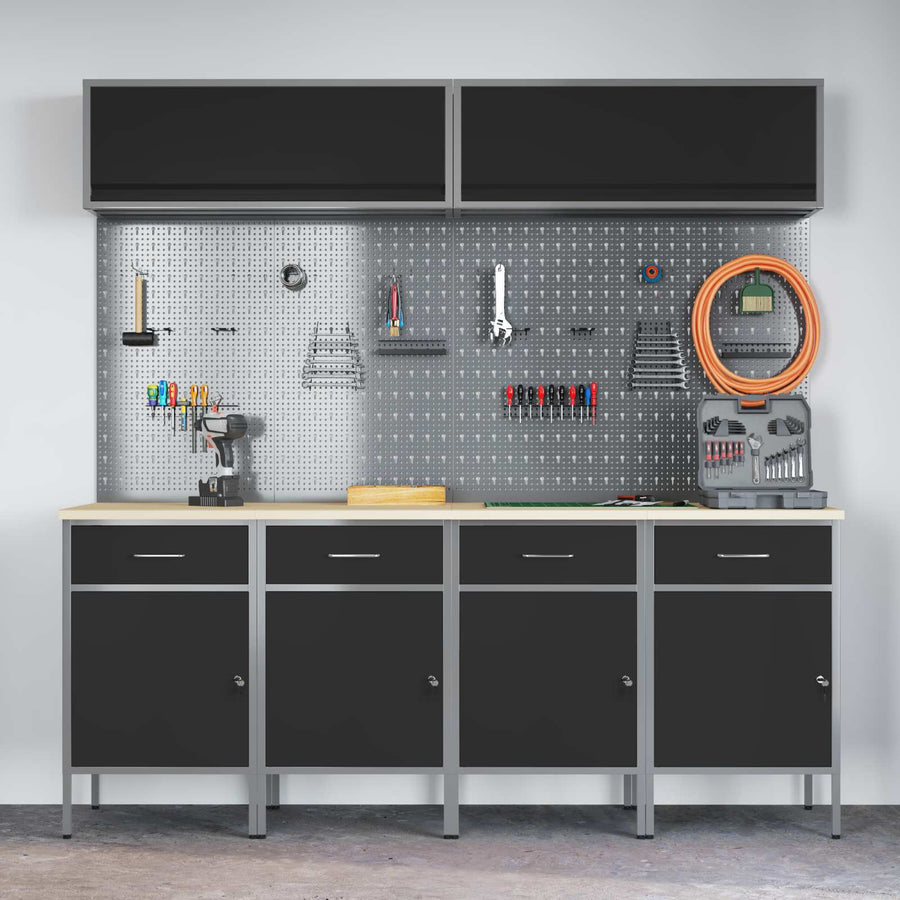 Work Cabinet Set with Drawer with Storage Manual 10 pcs Black