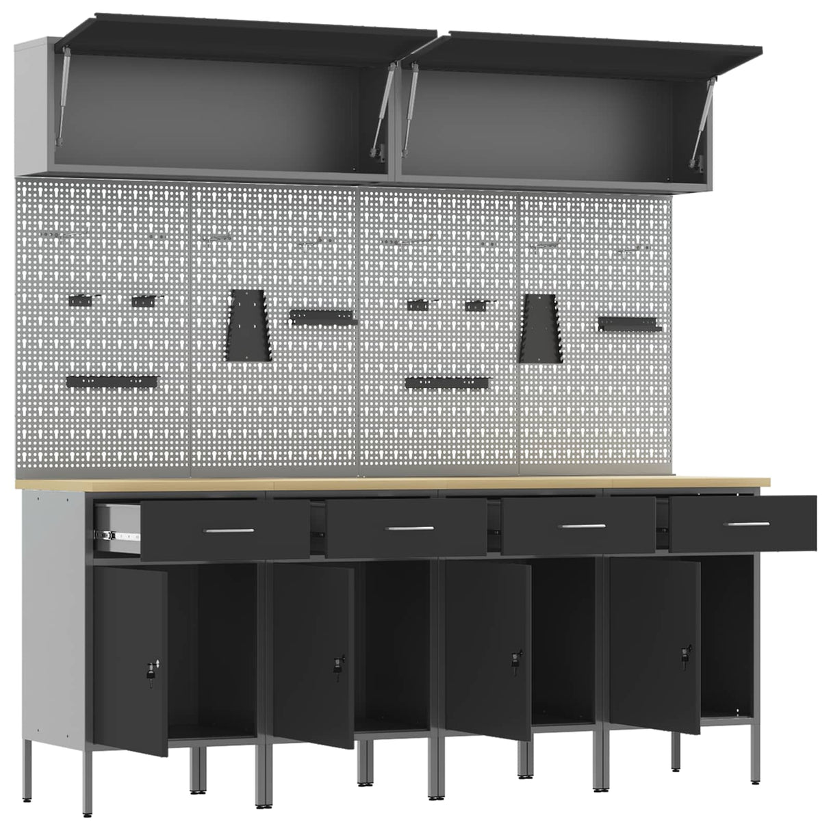 Work Cabinet Set with Drawer with Storage Manual 10 pcs Black