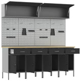 Work Cabinet Set with Drawer with Storage Manual 10 pcs Black