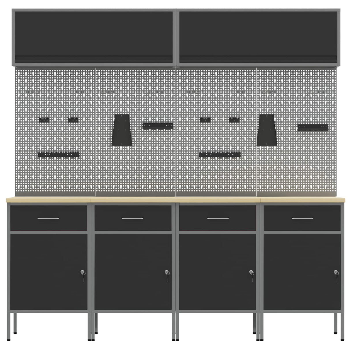 Work Cabinet Set with Drawer with Storage Manual 10 pcs Black