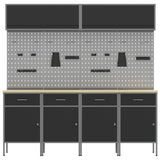 Work Cabinet Set with Drawer with Storage Manual 10 pcs Black - Low Angle
