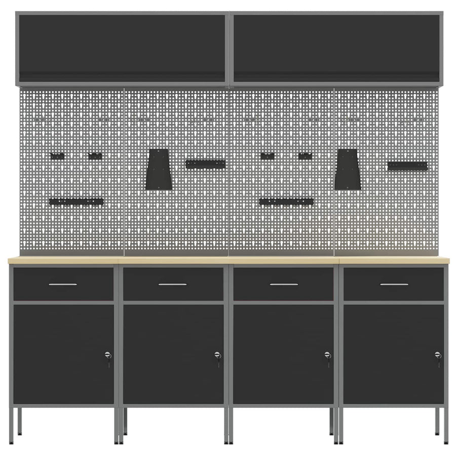 Work Cabinet Set with Drawer with Storage Manual 10 pcs Black