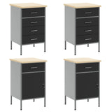 Work Cabinet with Drawer 10 pcs Black Engineered wood and steel