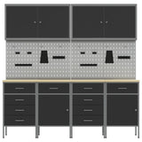 Work Cabinet with Drawer 10 pcs Black Engineered wood and steel - Low Angle