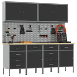 Work Cabinet with Drawer 10 pcs Black Engineered wood and steel - Side View