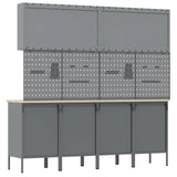 Work Cabinet with Drawer 10 pcs Red Engineered wood and steel