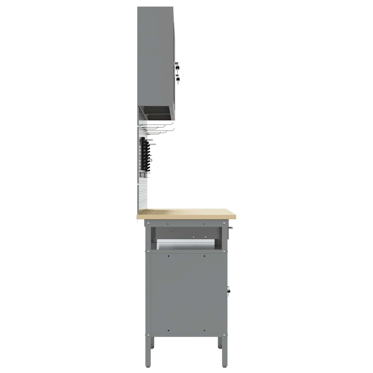 Work Cabinet with Drawer 10 pcs Red Engineered wood and steel