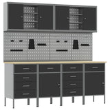 Work Cabinet with Drawer 10 pcs Black Engineered wood and steel