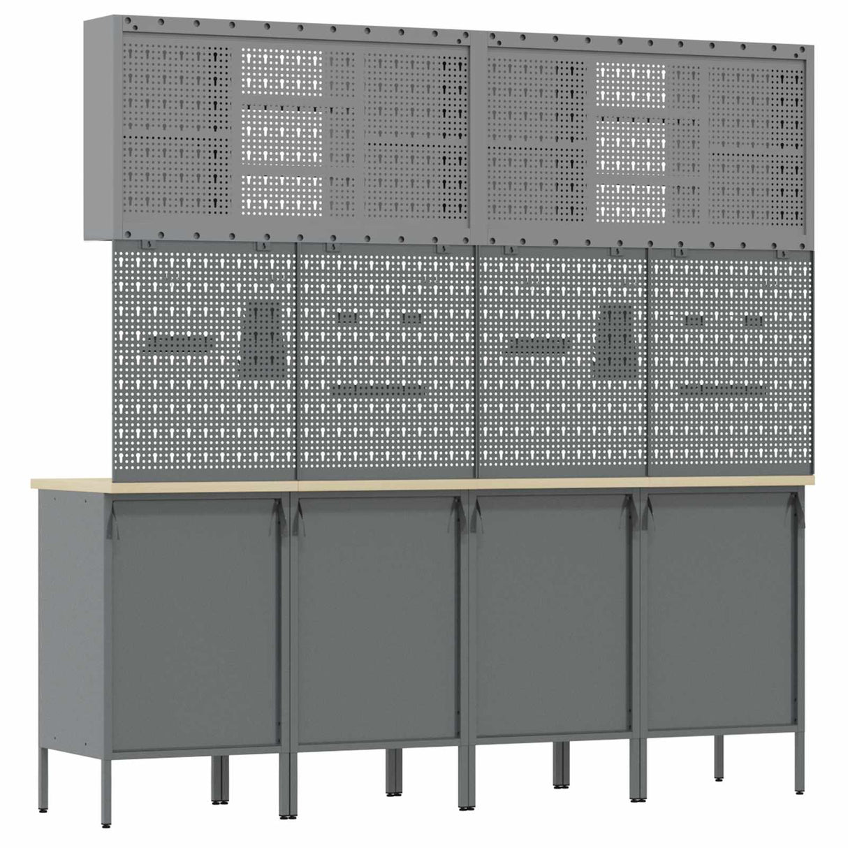 Work Cabinet with Drawer 10 pcs Black Engineered wood and steel