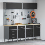 Work Cabinet Set with Drawer with Storage 10 pcs Black