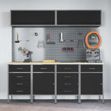 Work Cabinet Set with Drawer with Storage 10 pcs Black
