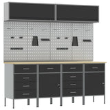 Work Cabinet Set with Drawer with Storage 10 pcs Black - Front View