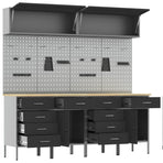 Work Cabinet Set with Drawer with Storage 10 pcs Black