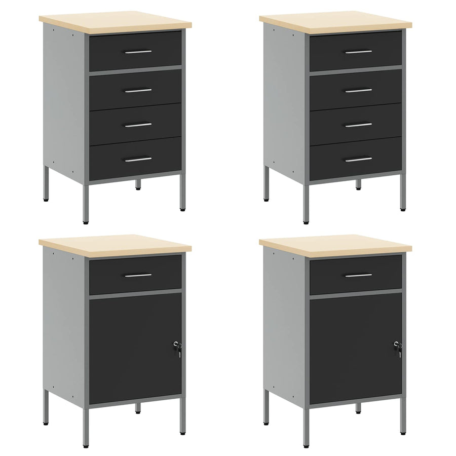 Work Cabinet Set with Drawer with Storage 10 pcs Black