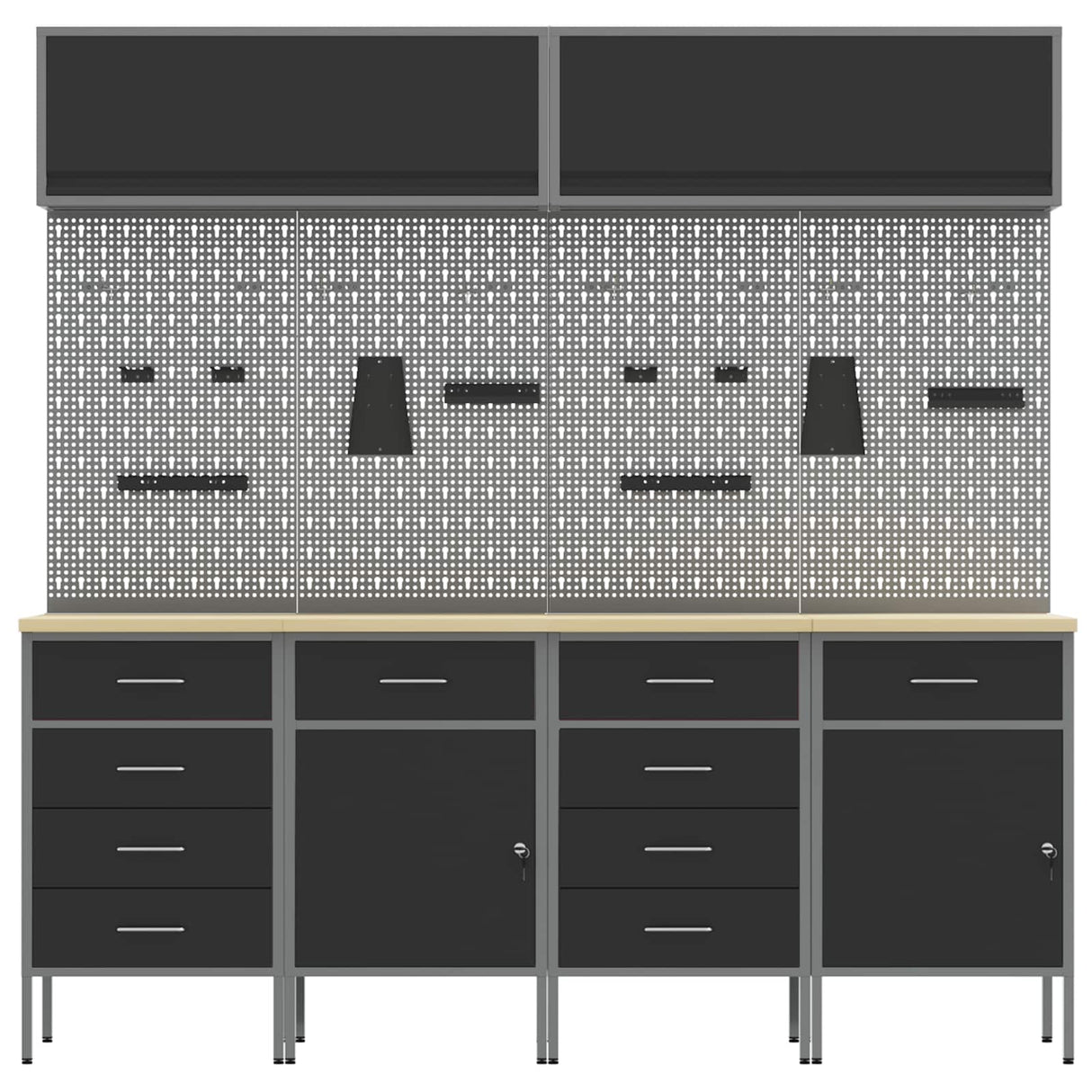 Work Cabinet Set with Drawer with Storage 10 pcs Black
