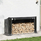 Firewood Rack with Rain Cover 200.5x60.5x110.5 cm Galvanised Steel - Side View