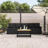 Garden Sofa 5-Seater with Cushions Black Poly Rattan - Side View