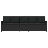 Garden Sofa 5-Seater with Cushions Black Poly Rattan