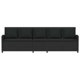 Garden Sofa 5-Seater with Cushions Black Poly Rattan - Top-Down View