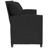 Garden Sofa 5-Seater with Cushions Black Poly Rattan - 45-Degree Angle