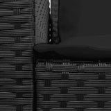 Garden Sofa 5-Seater with Cushions Black Poly Rattan - Close-Up Angle