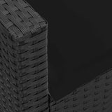 Garden Sofa 5-Seater with Cushions Black Poly Rattan - Low Angle