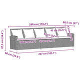 Garden Sofa 5-Seater with Cushions Black Poly Rattan