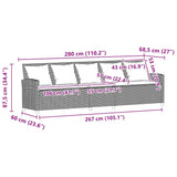 Garden Sofa 5-Seater with Cushions Black Poly Rattan - Extra Image