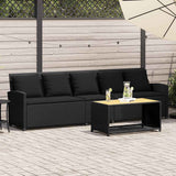 Garden Sofa 5-Seater with Cushions Black Poly Rattan
