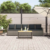 Garden Sofa 5-Seater with Cushions Grey Poly Rattan - Side View