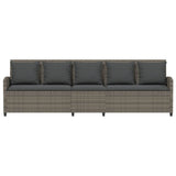 Garden Sofa 5-Seater with Cushions Grey Poly Rattan