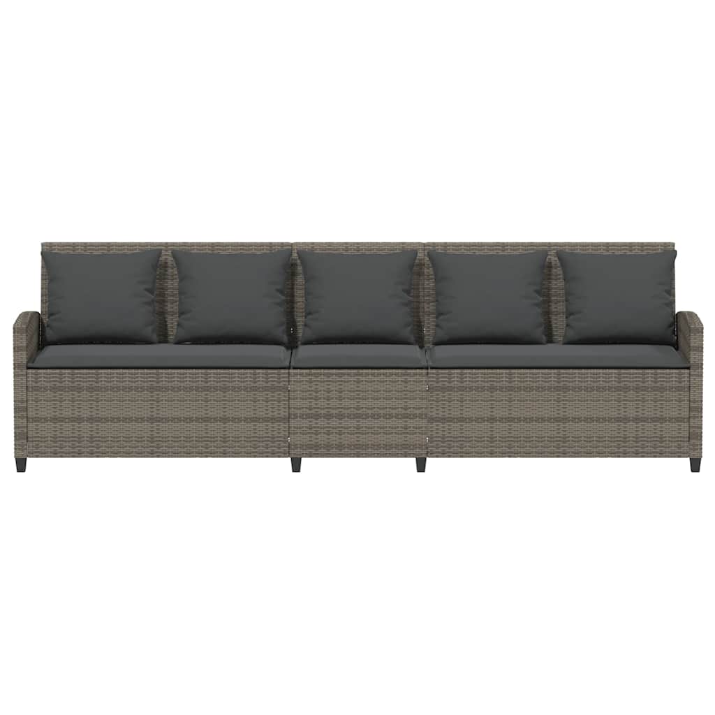 Garden Sofa 5-Seater with Cushions Grey Poly Rattan