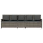 Garden Sofa 5-Seater with Cushions Grey Poly Rattan