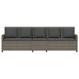 Garden Sofa 5-Seater with Cushions Grey Poly Rattan - Top-Down View