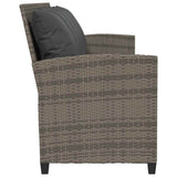 Garden Sofa 5-Seater with Cushions Grey Poly Rattan