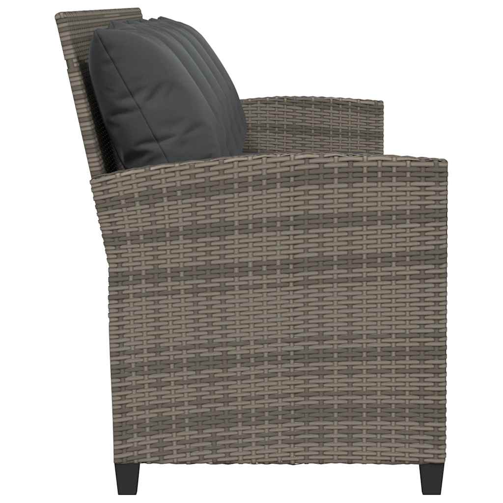 Garden Sofa 5-Seater with Cushions Grey Poly Rattan