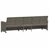 Garden Sofa 5-Seater with Cushions Grey Poly Rattan - Rear View