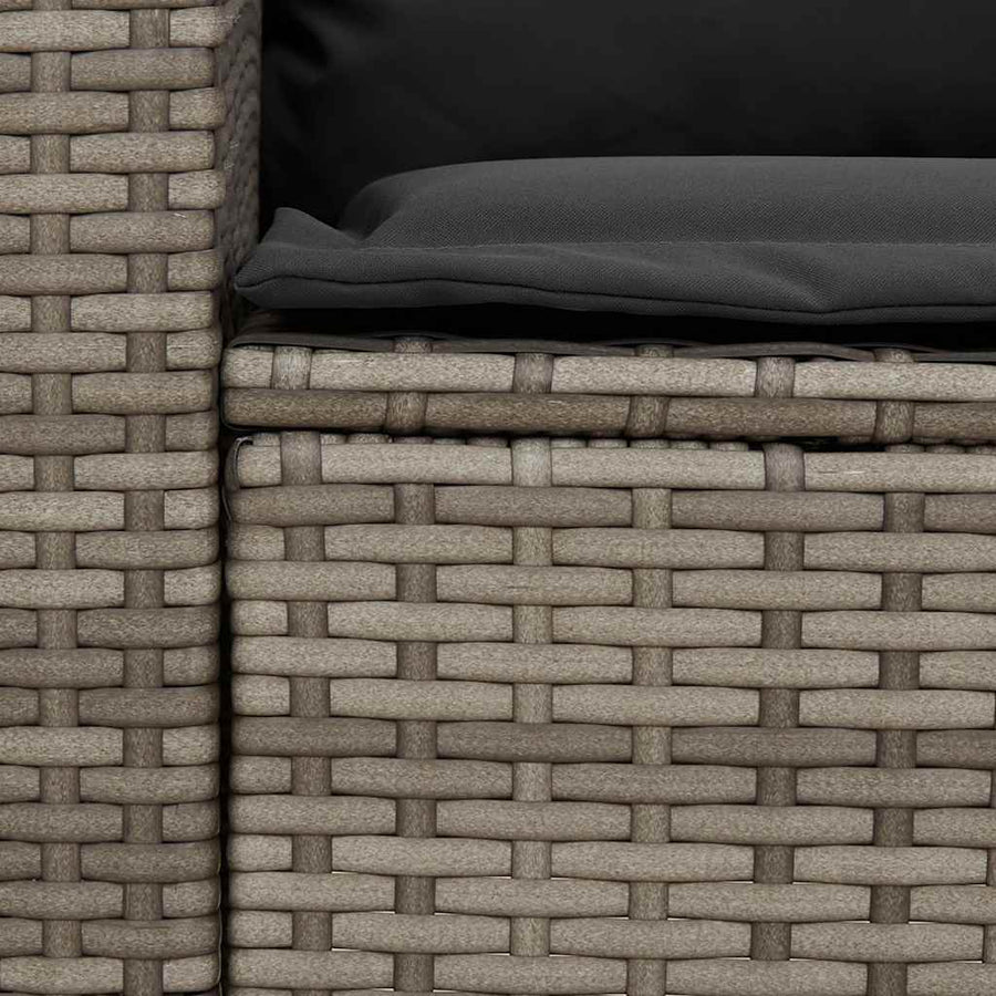 Garden Sofa 5-Seater with Cushions Grey Poly Rattan