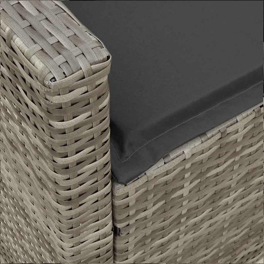 Garden Sofa 5-Seater with Cushions Grey Poly Rattan