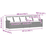 Garden Sofa 5-Seater with Cushions Grey Poly Rattan